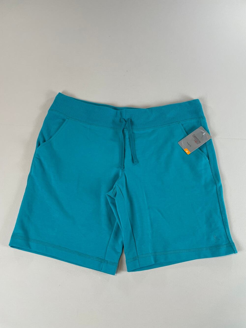 Danskin Now Shorts Size M Teal Athletic Knit Drawstring Waist Stretch NWT